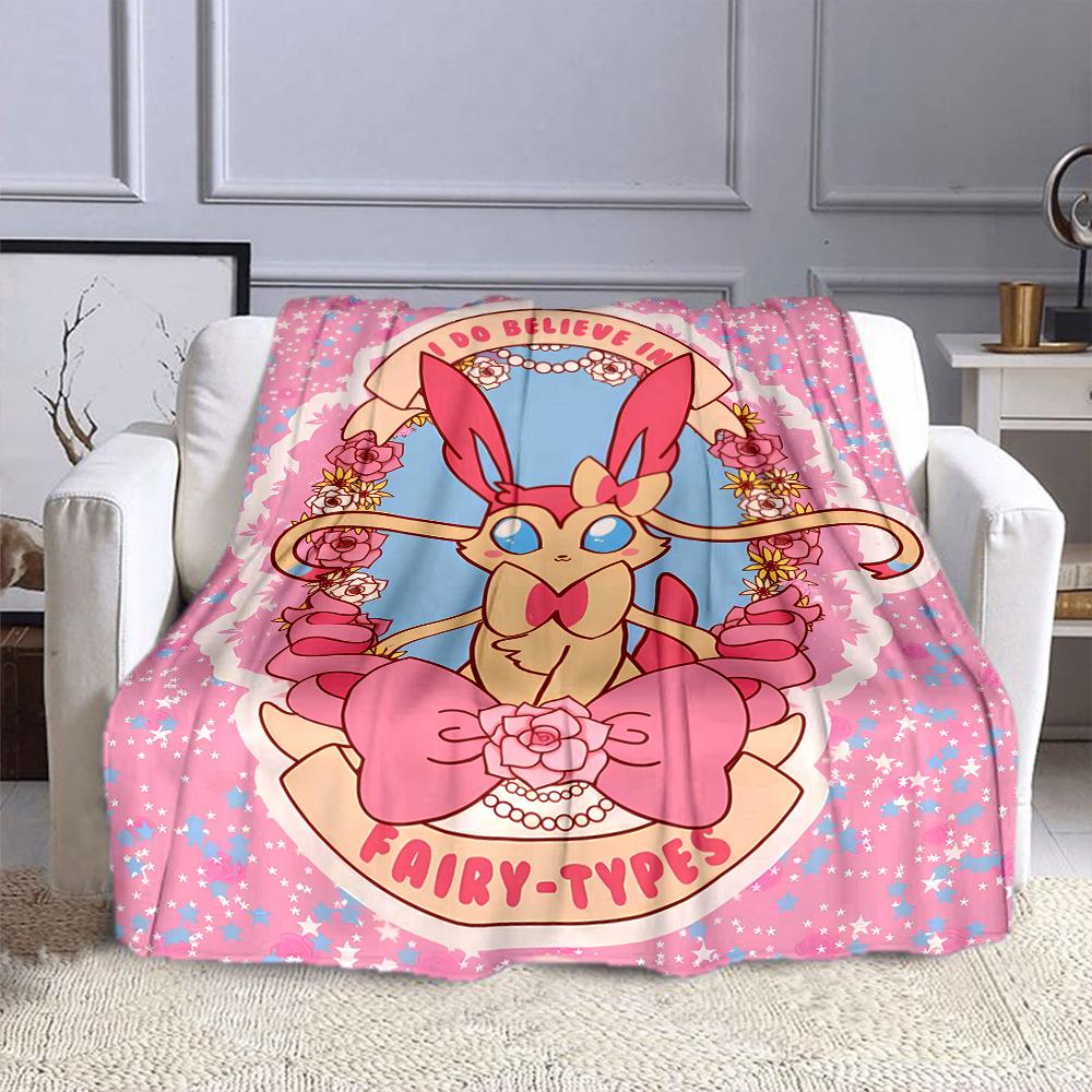 Pokemon Cute Sylveon Eevee Pink Printing Blanket Adult Children Warm Blankets Home Travel Soft and Comfortable Blanket