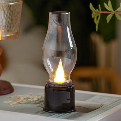Vintage Kerosenes Lamp Halloween Night Light LED Flameless Candle Lamp Antique Oil Light Battery Operated Decoration Lamp