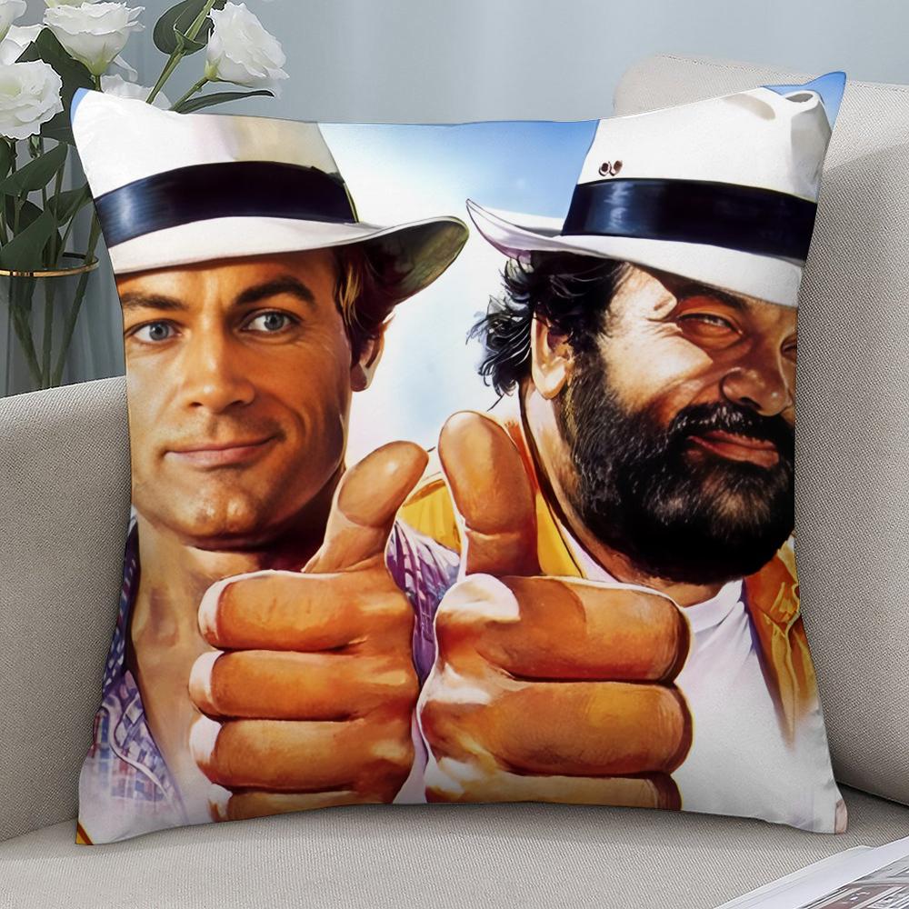 Federa Cuscino T-Terence Hill E Bud S-Spencer Copricuscini Corti in Peluche Decorativi per Divano Casa Stampa Double-Sided Copricuscino