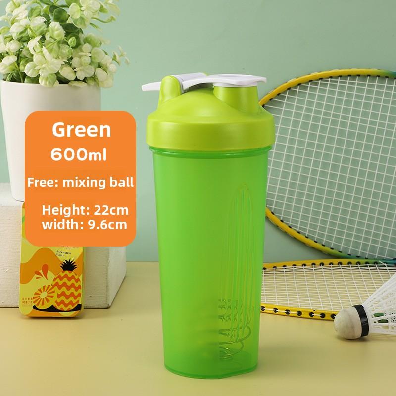 600ml Plastic Sports Water Cup with Scale Cap, Portable Outdoor Fitness Protein Powder Shaker Cup