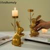 Harz Osterhase Kerzenhalter Zarter Nordischer Kerzenständer Schmuck Cartoon Hase Elegante Kerzenhalterung Zimmer Party