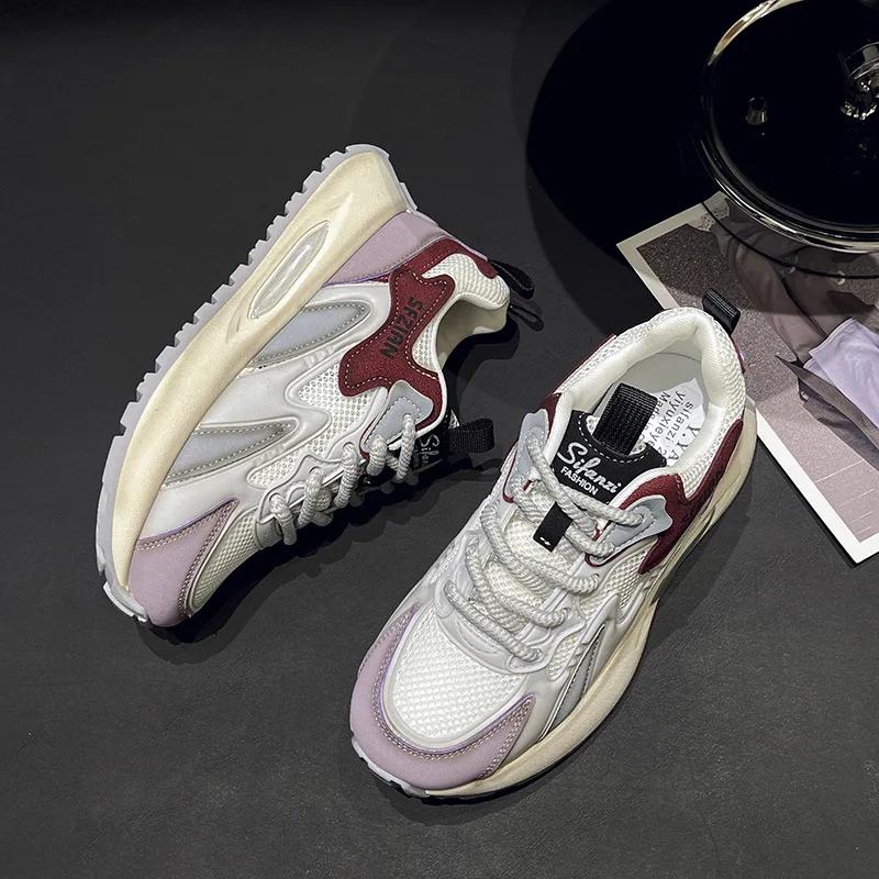 Fashion Woman Mesh Breathable Sneakers Women Autumn Trainers Shoes Ladies Casual Sport Sneakers Flat Lightweight Soft Vulcanize Shoes