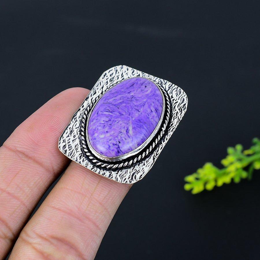 Charoite Gemstone 925 Sterling Silver Gift Jewelry Ring Size 7.5