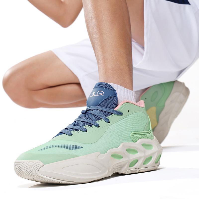 

Summer new basketball shoes men s sound breathable non-slip lightweight middle help students professional game sports shoes high rebound 36 зелений