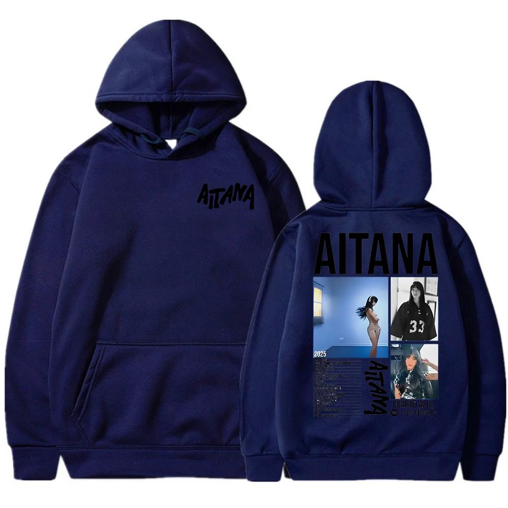Sängerin Aitana Cuarto Blue Tour Herren- und Damen-Kapuzenpullover mit Muster
