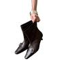 Retro inner heightening short boots women's boots new pointed belt buckle fashion western boots black coffee