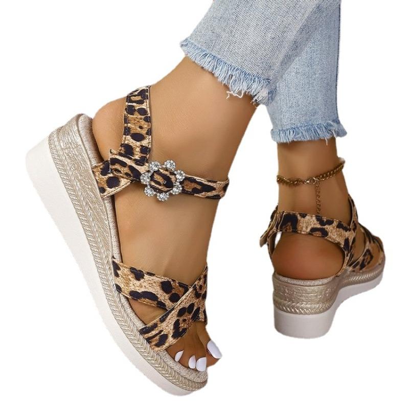 Women's Sandals Leopard Summer  High Quality Fashion Thick Soled Outdoor Casual Comfortable Lightweight Female Shoes