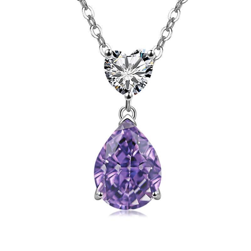 Jewelry Temperament Warm Sun Water Drop Necklace Ice Flower Cut Zirconium Platinum Plated 925 Silver Pendant Necklace