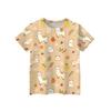 Kids Animal Print Crew Neck Short Sleeve Casual Loose Fit T Shirt Lightweight Soft Fabric Comfortable Everyday Wear