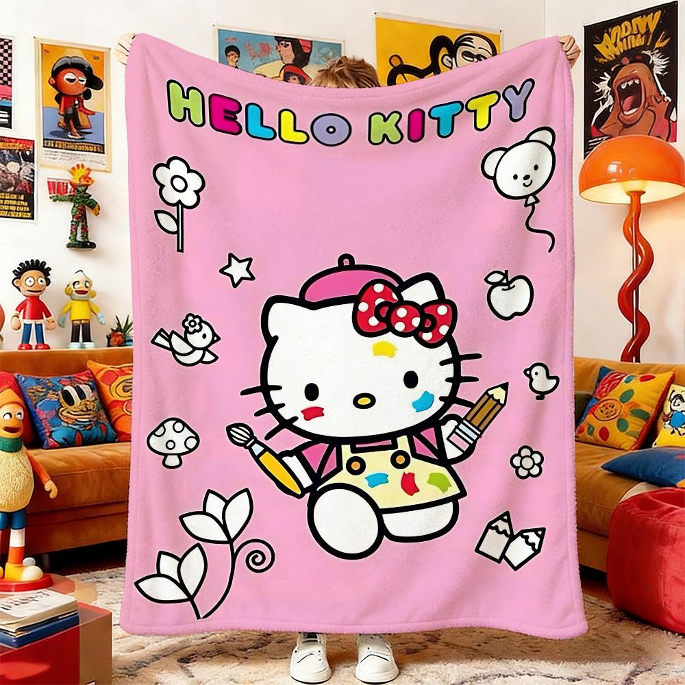 Double Blanket H-Hello K-Kitty Camping Blankets Bedspread On the Bed Home and Decoration Knee Sofas Sofa Bedspreads Picnic Throw