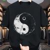 Yin Yang Tai Chi Graphic Tee Mens Distressed Cotton Short Sleeve Crew Neck Casual T Shirt
