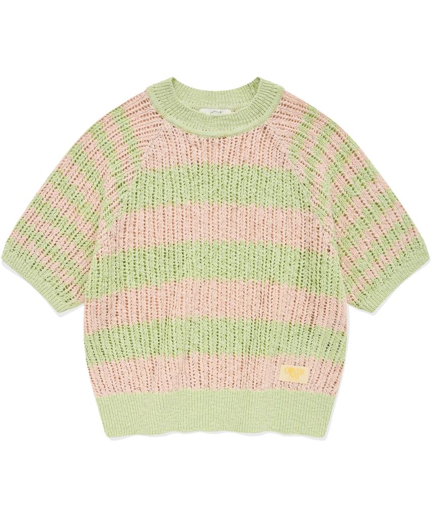 COVERNAT WOMAN Striped Half Knit Light Pink