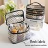 Flockad Nätpåse för Toalettartiklar och Kosmetika – Stor Kapacitet, Andningsbar, Portabel, Förvaring med Dragkedja
