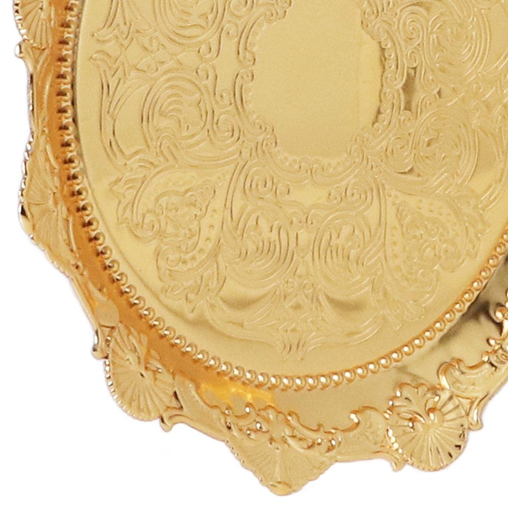 7.87 Inch Diameter Jewelry Tray Golden Finish Metal Fruit Plate Round Serving Tray Party Serving