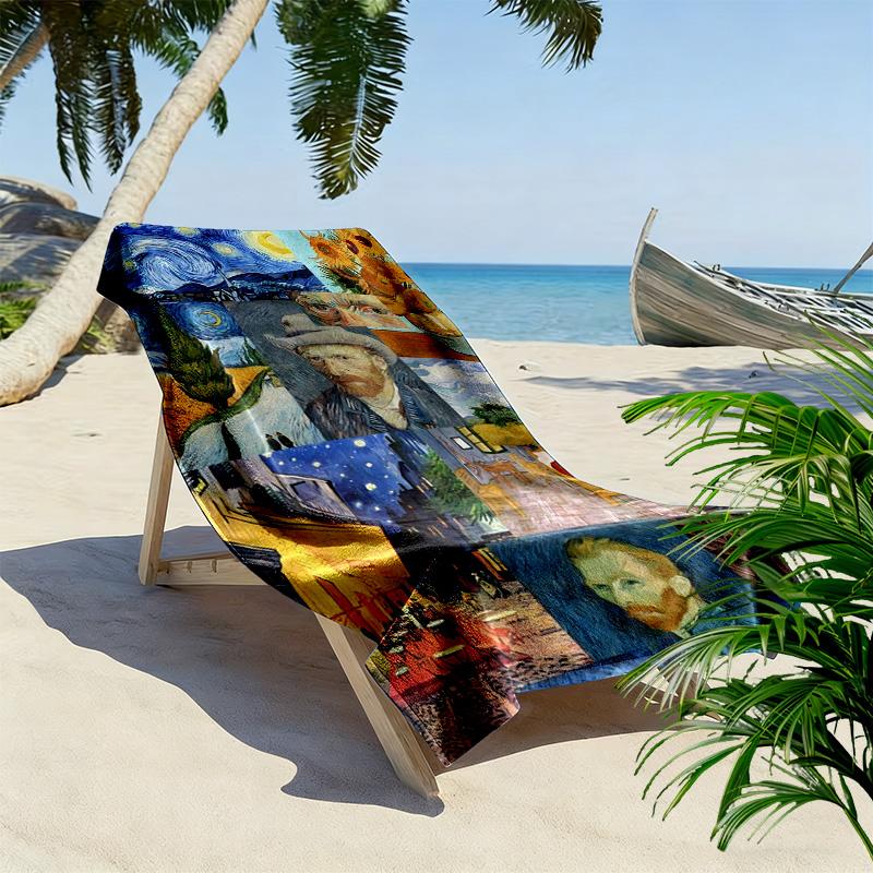 Van Gogh Painting Print Beach Towel, Large Soft Quick Dry Towel for Beach Camping Swimming