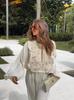 European & American Women's Fashion Tie-Up Cutout Patchwork Two-Piece Set: Round Neck Long Sleeve Top & Mini Skirt for Vacation or Casual Wear.