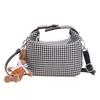 Simple Houndstooth Pattern Parent Child Shoulder Bag With Pendant For Kids Daily Use