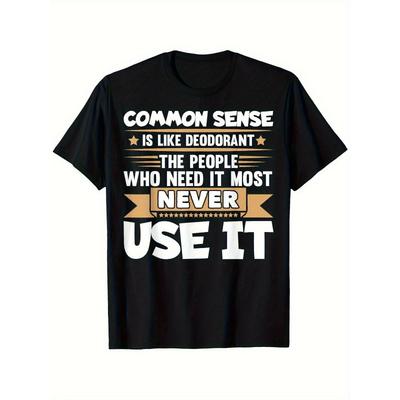 Europäische Größen Lustige Sprüche und gesunder Menschenverstand Wie Deodorant-Witze | Herren-T-Shirts, Sommerlich Lässig und Bequem, Modisches Rundhals