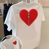 Heart-shaped Zipper Printed Women's T-Shirt Summer Loose Short Sleeves Fashionable Comfortable Versatile Leisure Cotton T-shirt