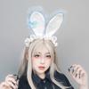 Lolita Lace Bow Bunny Ear Headband Anime Convention Animal Ear Hairband Cute Plush Bunny Ears KC Headwear Cosplay Accessories
