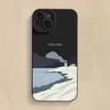 Simple Oil Painting Road Sign Silicone Phone Case For iPhone 16 15 14 13 12 11 Pro Max XS XR 7 8 Plus SE Shockproof Soft Cover