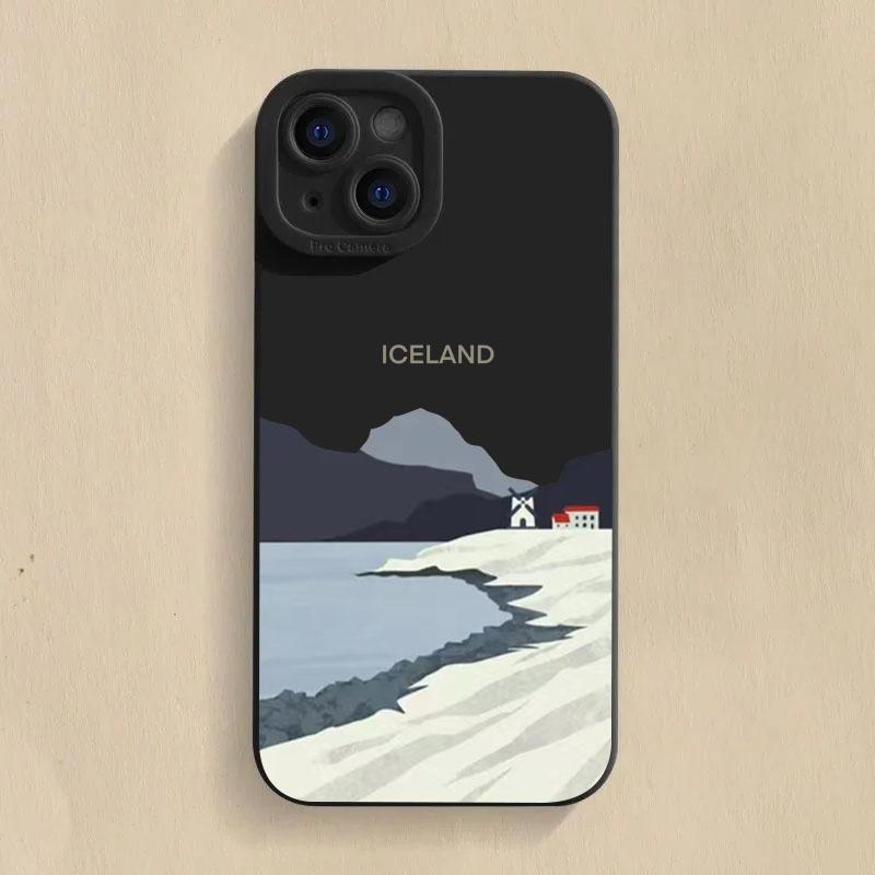 Simple Oil Painting Road Sign Silicone Phone Case For iPhone 16 15 14 13 12 11 Pro Max XS XR 7 8 Plus SE Shockproof Soft Cover