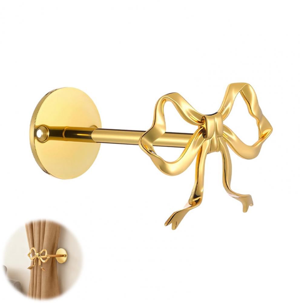 Zestaw 2 metalowych, nierdzewnych ściągaczy do zasłon w kształcie łuku Eleganckie uchwyty do zasłon do dekoracji nowoczesnej sypialni