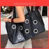 Black Dark Punk Motorcycle Tote Bag With Rivets For Daily Use