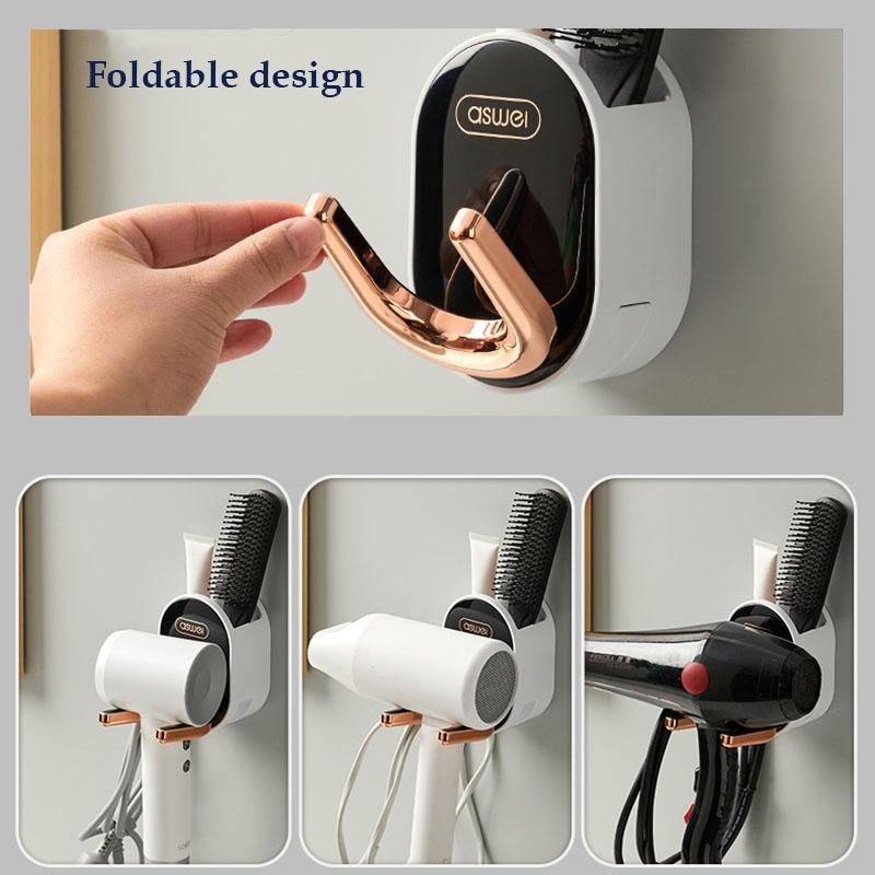 Wall Mounted Hair Dryer Holder Hair Brush Shelves Storage Holder Dyson Hair Dryer Rack With Comb Storage Box Bathroom Shelf
