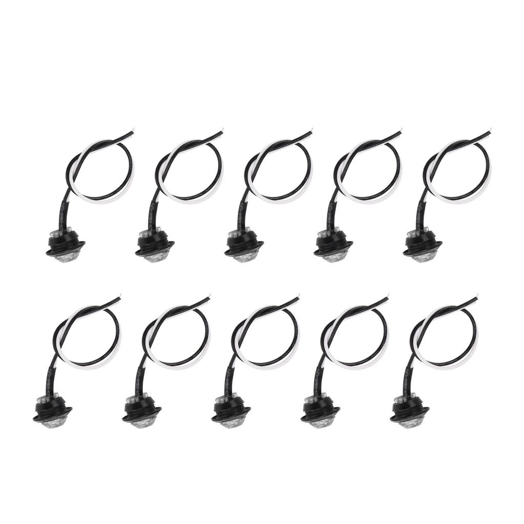 10pcs Side Marker Light 3LED IP68 Waterproof Round Clearance Indicator Taillight Universal for Truck Car RVWhite Light