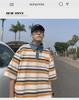 Męska koszulka polo w paski Harajuku - Modna, luźny krój, casualowy styl hip-hopowy