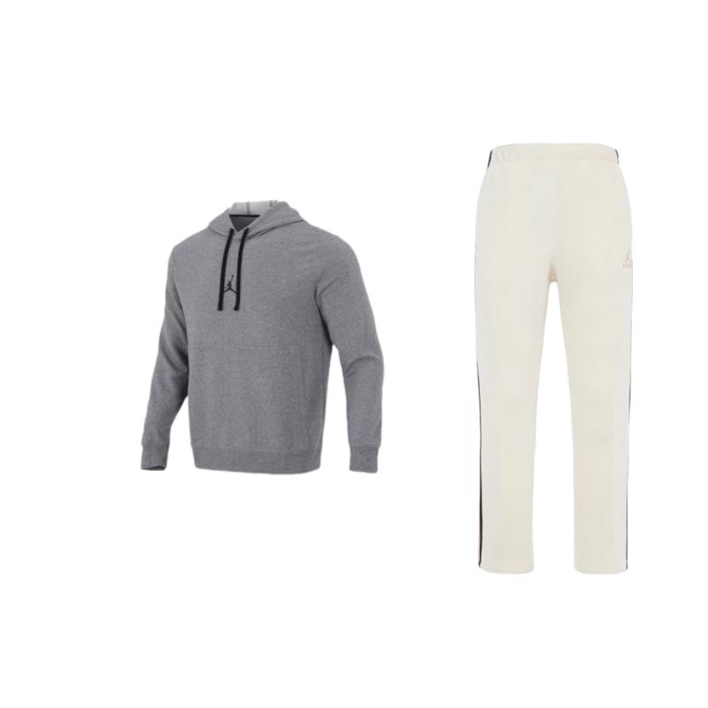

Jordan Logo Knitted Hoodie And Side Stripe Long Pants Casual Sports Suit Men sweatsuit DV7464-113+DA9861-091 XL