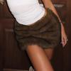 Women's Trendy Street Style Low Waist Fur Pleated Short Skirt