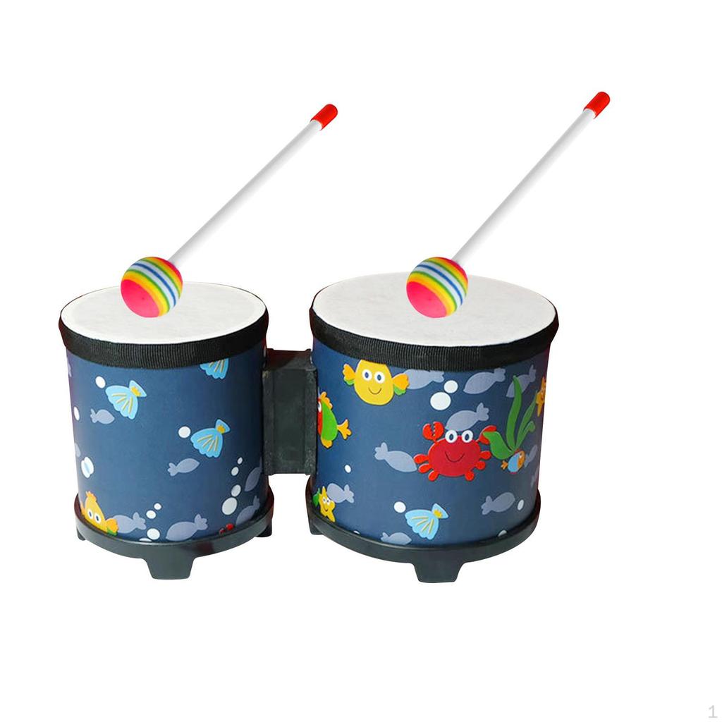African Hand Drum 5'' and 6'' Bongo Set Music Enlightenment for Children