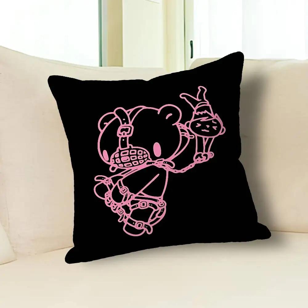 Kawaii G-Gloomys Pink Bear Pillow Cases for Bedroom Living Room Sofa Home Decor Polyester Cushion Cover with Zipper
