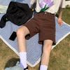 Brown Denim Shorts Women's Summer Thin Style American Retro Niche High Waist Slimming Straight Leg Wide Leg Five Quarter Pants