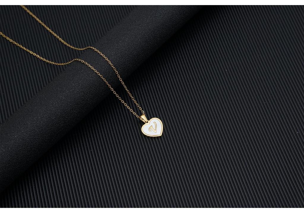 Gold Shell Pendant Necklace with English Alphabet - European & American Trend In Titanium Steel Chain
