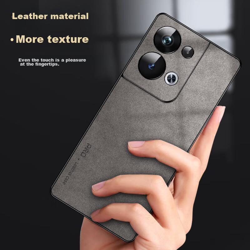 Phone Case for OPPO Reno9Pro+, Shockproof Full Lens Protection Soft, Luxury Outer Case, Unisex Leather Case, Gray