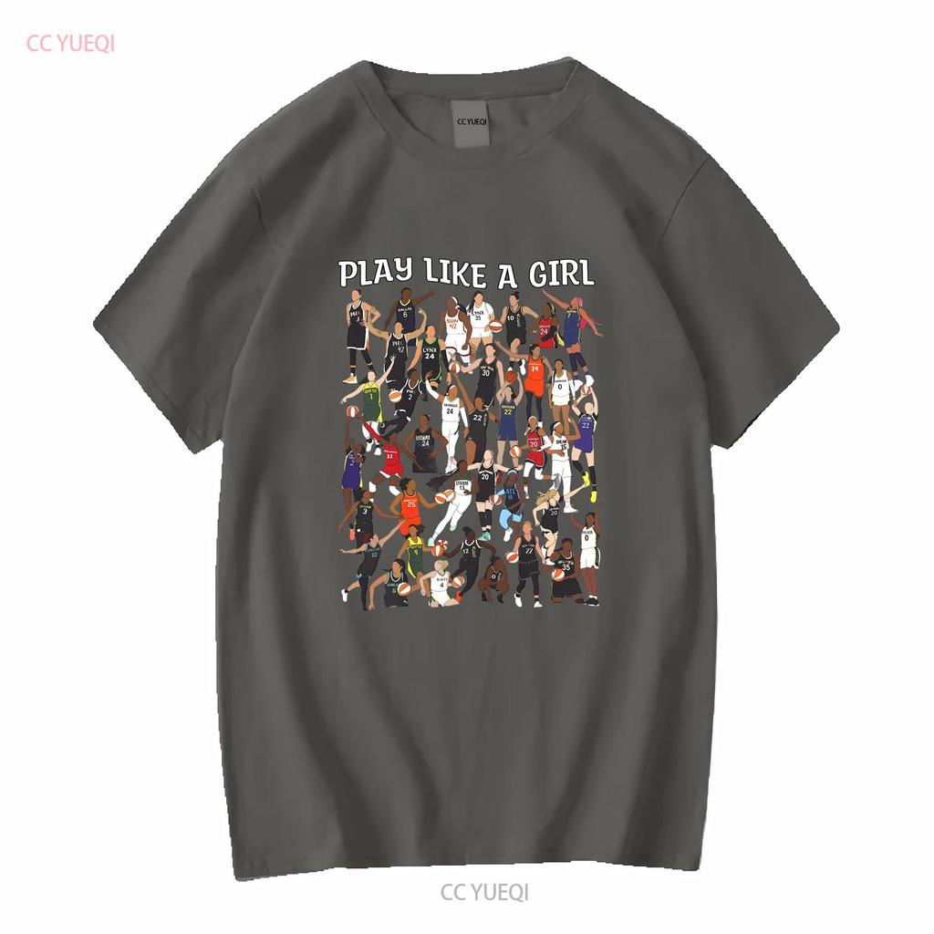 Spiele wie ein Mädchen WNBA Spieler Trikot T-Shirt lang- oder kurzärmlig Vintage gewaschen Weich Bequem Vielseitig homme Stilvoll