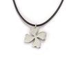 Les Trésors De Lily [K3696] - Steel Necklace 'Clover' White Silver Black - 18x18 Mm