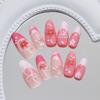 30Pcs Fashionable Press On Nail Showcasing 3D Ice Flowers And Pearls Bows For Instants Glamours