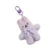 Cute Plush Rabbit Keychain With Pearl Bowknot For Girls And Women Soft Fluffy Charm Keyrings Pendant Accessory