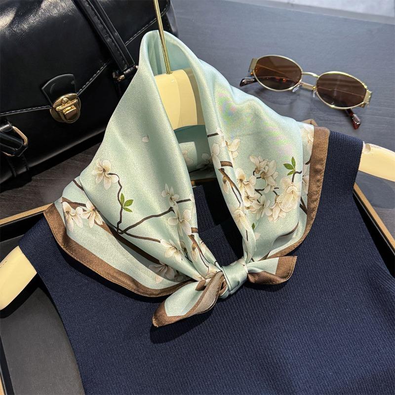 New spring/summer small square scarf - printed chinese style mulberry silk scarf - multi-purpose bag tie