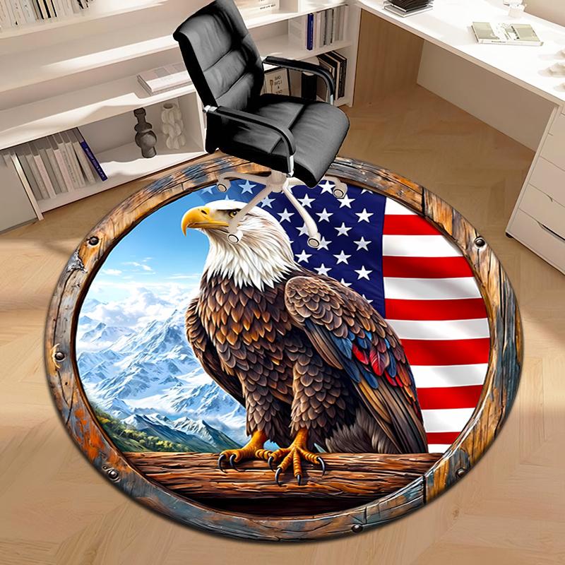 1pc American Bald Eagle Poster Round carpet Painted Printed circular carpet, home door mat, outdoor travel protection carpet