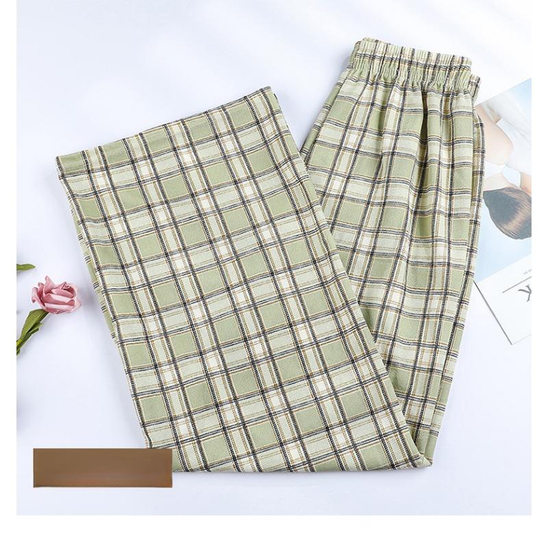 Plaid Pants Women's Summer Thin Section Loose Straight-leg Slimming All-match Casual Pants High Waist Drape Wide-leg Pants