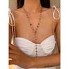 Fashion Colorful Glass Long Y-shaped Necklace Metal Collarbone Chain Gold Silver Color Summer Holiday Party Body Jewelry