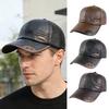 Herbst Winter Baseballkappe Kunstleder Atmungsaktiv Metallösen Color-Blocking Design Vielseitiger Lässiger Stil Baseballkappe