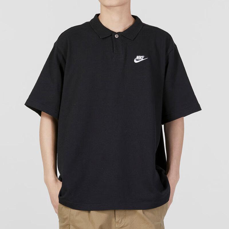 Nike Vienspalviai marškinėliai su polo apykakle, trumpomis rankovėmis, vyrams, viršūnės, juodi DX0618-010