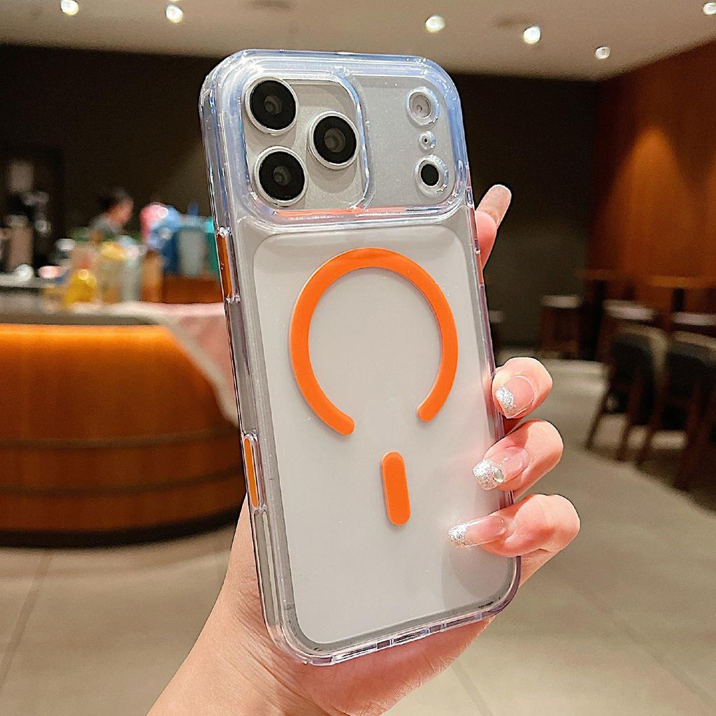 For iPhone 17 Pro Max Magnetic Case PC + TPU Matte Anti-Drop Phone Cover Compatible with MagSafe