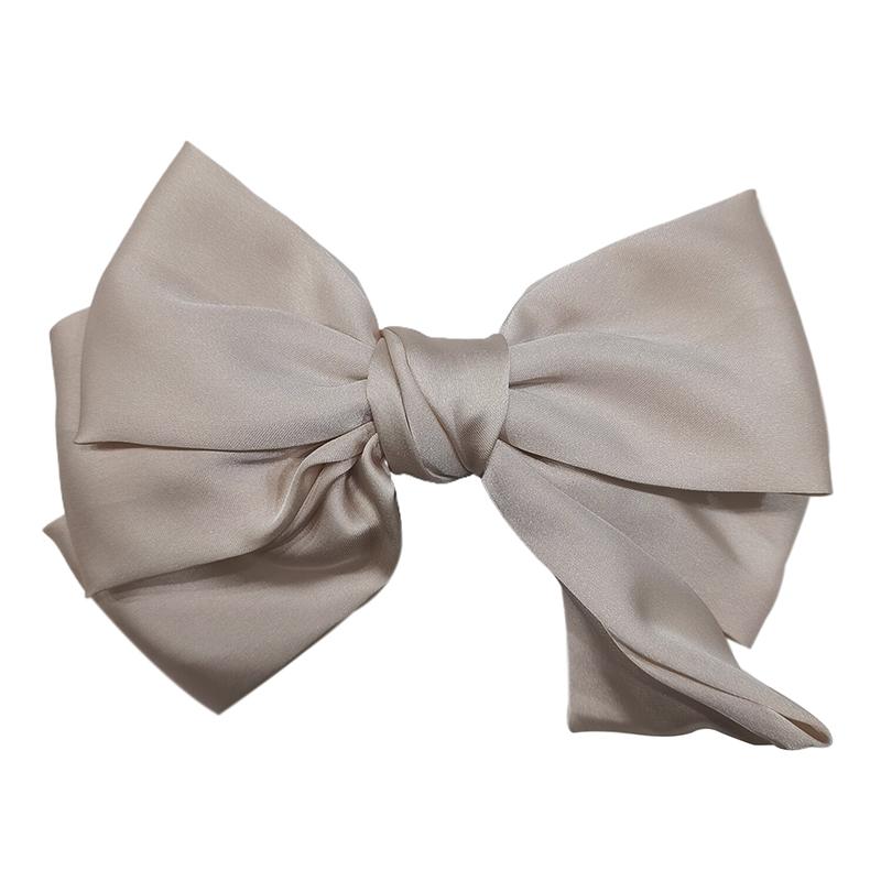 

Элегантная заколка для волос с лентой и бантом, простая однотонная атласная пружинная заколка для волос, повязка на голову в стиле ретро с зажимами, аксессуары для волос для девочек белый